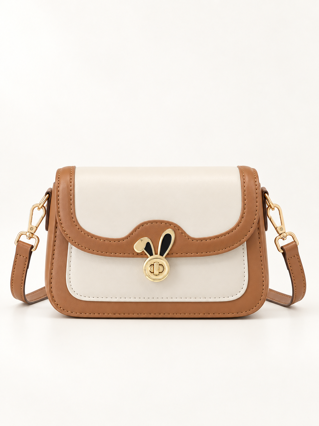 Maven Color Block Mini Crossbody in Khaki — studio view showing material and hardware.