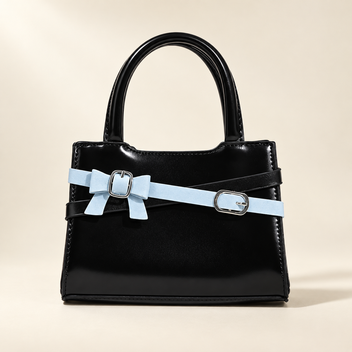 Bow Decor Top Handle Handbag — studio view
