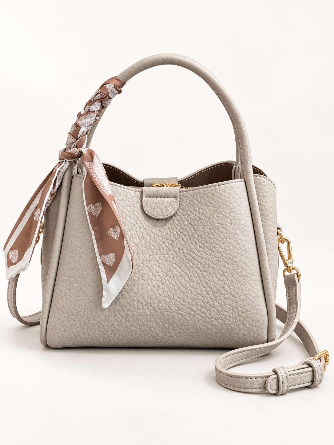 Maven Top Handle Crossbody in Elephant Gray — studio view showing material and hardware.